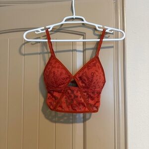 Hollister Burnt Orange Longline Lace Bralette size XS